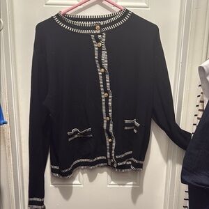 Black and White Striped Women's Sweater